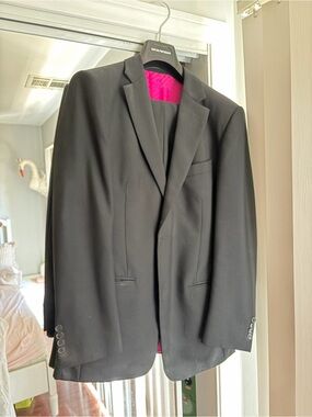Classic Men’s Black Blazer with Pink Lining